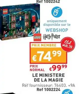 Trafic Le ministère de la magie lego harry potter offre