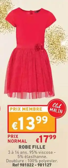 Trafic Robe fille offre