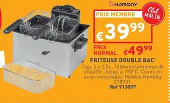 Trafic Friteuse double bac homday offre