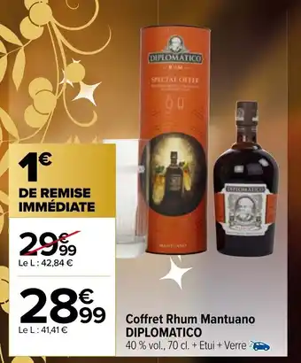 Carrefour Coffret rhum mantuano DIPLOMATICO offre