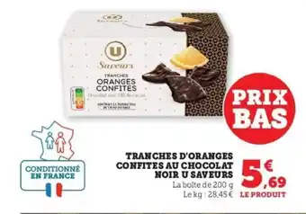 Super U Tranches d'oranges confites au chocolat noir u saveurs offre