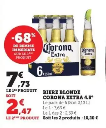 Super U Biere blonde corona extra 4.5 offre