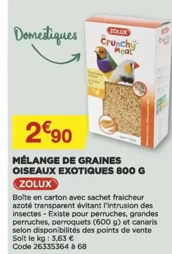 Bricomarché Mélange de Graines Oiseaux Exotiques 800 G offre