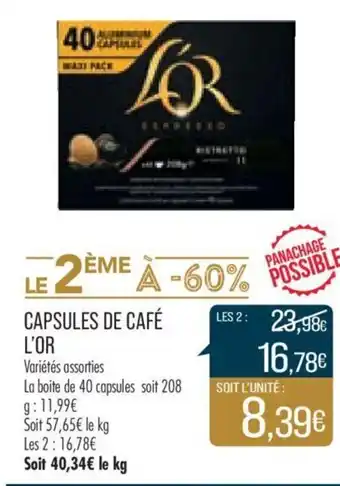 Match Capsules de Café L'Or offre