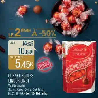 Match Cornet Boules Lindor Lindt offre