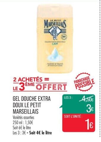 Match Gel Douche Extra Doux Le Petit Marseillais offre