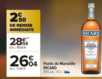 Carrefour Market Pastis de Marseille Ricard offre