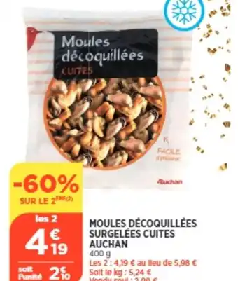 Bi1 Moules Décoquillés Surgelées Cuites Auchan offre