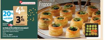 Auchan 16 Feuilletes Aperitifs Escargot offre