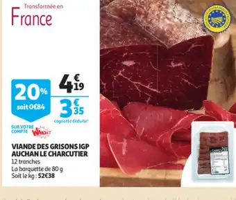 Auchan Viande Des Grisons IGP Auchan Le Charcutier offre