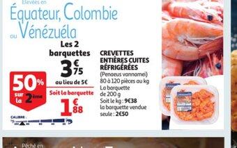 Auchan Crevettes Entières cuites réfrigérées offre