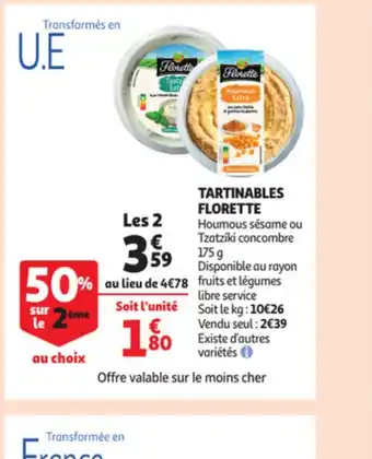Auchan Tartinables Florette offre