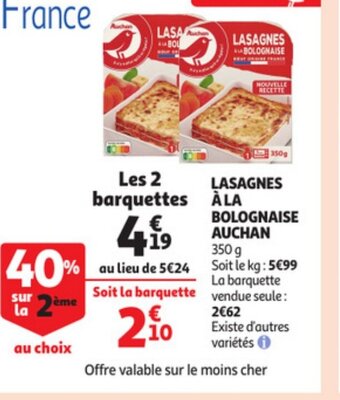 Auchan Lasagnes a La Bolognaise Auchan offre
