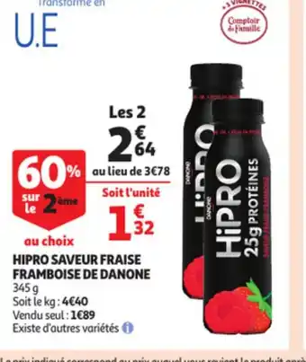 Auchan Hipro Saveur Fraise Framboise de danone offre