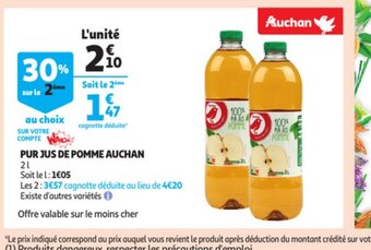 Auchan Pur Jus de Pomme Auchan offre