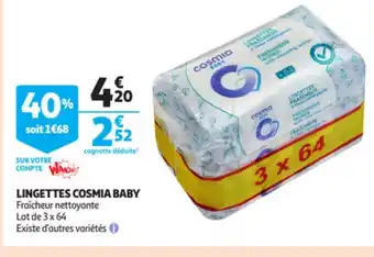 Auchan Lingettes Cosmia Baby offre