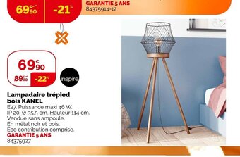 Weldom Lampadaire Trepied Bois Kanel offre