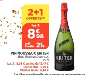 Bi1 Vin Mousseux Kriter offre