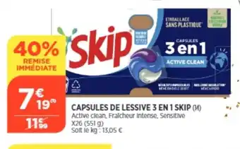 Bi1 Capsules De Lessive 3 en 1 Skip offre