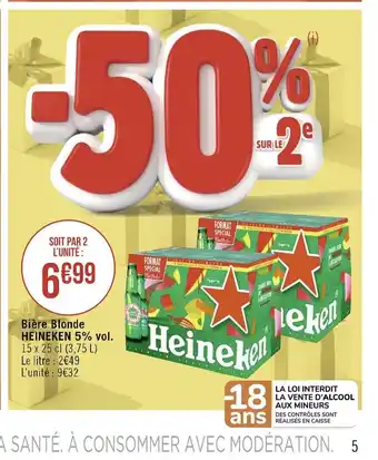 Géant Casino Biere Blonde Heinken 5% Vo. offre