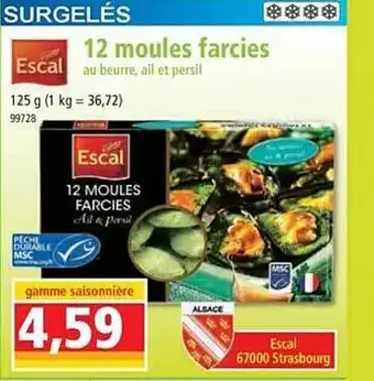 Norma 12 moules farcies au beurre, ail et persil escal offre