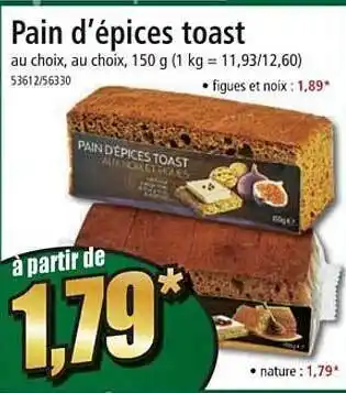 Norma Pain d'épices toast offre