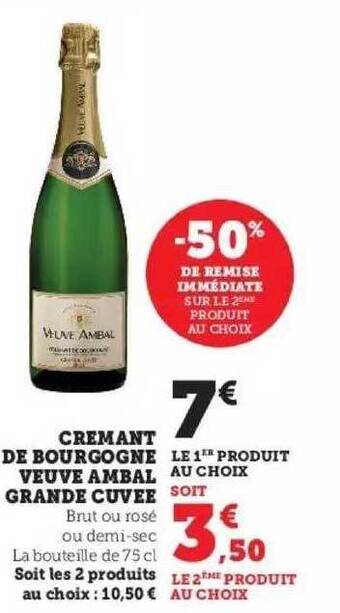 Super U Crémant de bourgogne veuve ambal grande cuvée offre