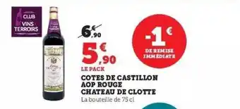 Super U Côtes de castillon aop rouge château de clotte offre