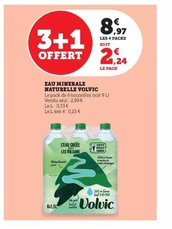 Super U Eau minérale naturelle volvic offre