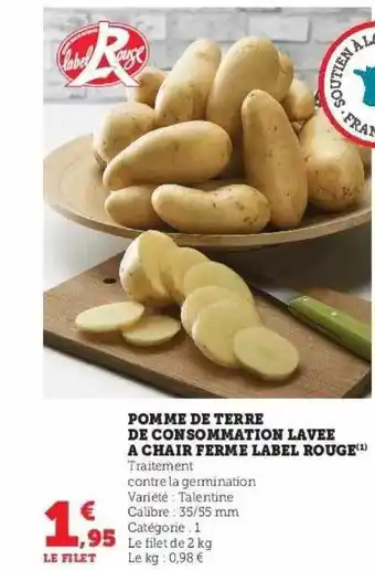Super U Pomme de terre de consommation lavée à chair ferme label rouge offre