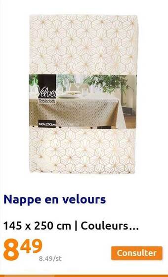 Action Nappe en velours offre