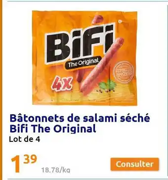 Action Bâtonnets de salami séché bifi the original offre