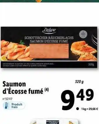 Lidl Saumon d'écosse fumé deluxe offre