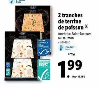Lidl 2 tranches de terrine de poisson deluxe offre