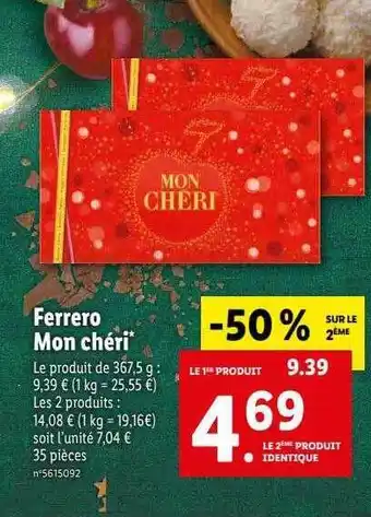 Lidl Ferrero mon chéri offre