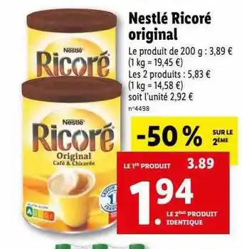 Lidl Ricoré original nestlé offre