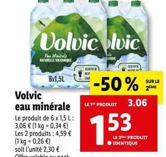 Lidl Eau minérale volvic offre