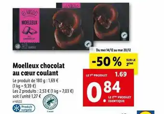 Lidl Moelleux chocolat au coeur coulant offre