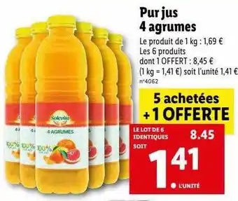 Lidl Pur jus 4 agrumes solevita offre