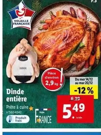 Lidl Dinde entière deluxe offre