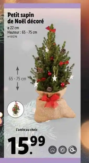 Lidl Petit sapin de noël décoré offre