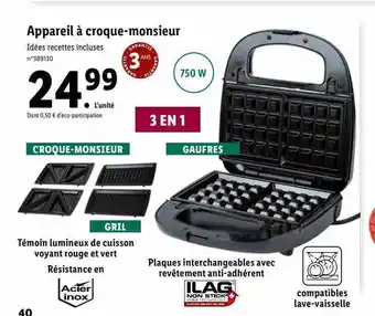 Lidl Appareil à croque-monsieur offre