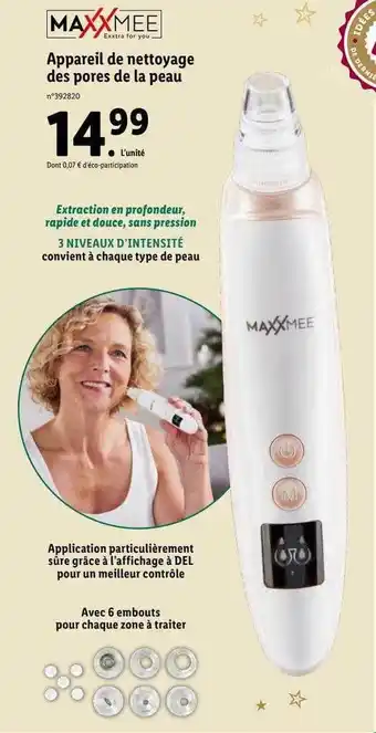 Lidl Appareil de nettoyage des pores de la peau maxxmee offre