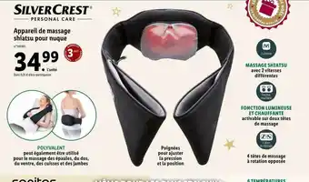 Lidl Appareil de massage shiatsu pour nuque silver crest offre