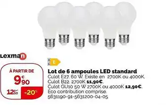 Weldom Lot de 6 ampoules led standard lexman offre