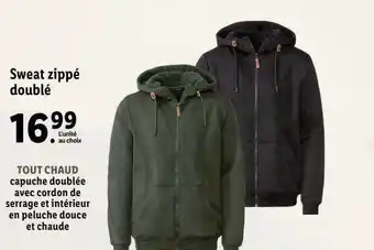 Lidl Sweat zippé doublé offre