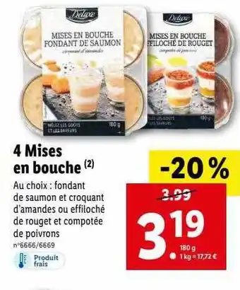 Lidl 4 mises en bouche deluxe offre