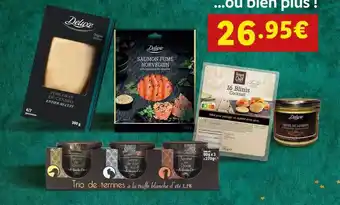 Lidl Foie gras de canard entier mi-cuit deluxe, saumon fumé norvégien deluxe, 16 blinis cocktail toque du chef, trio de terrines à offre
