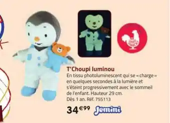 La Grande Récré T'choupi luminou jemini offre