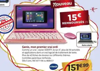 La Grande Récré Genio, mon premier vrai ordi vtech offre